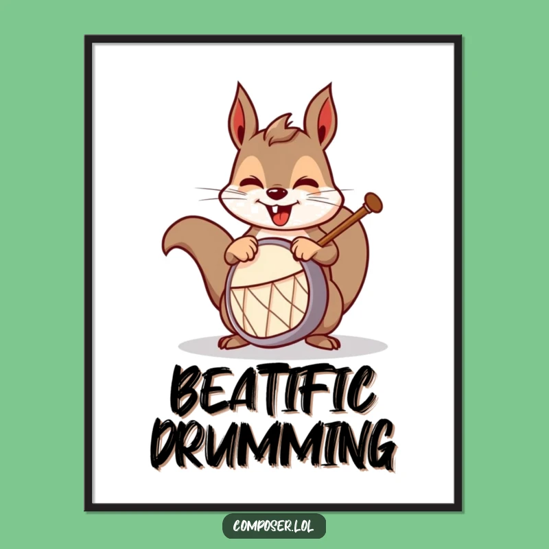 Funny Squirrel Drummer Digital Art: Print Hilarious Music Art Instantly