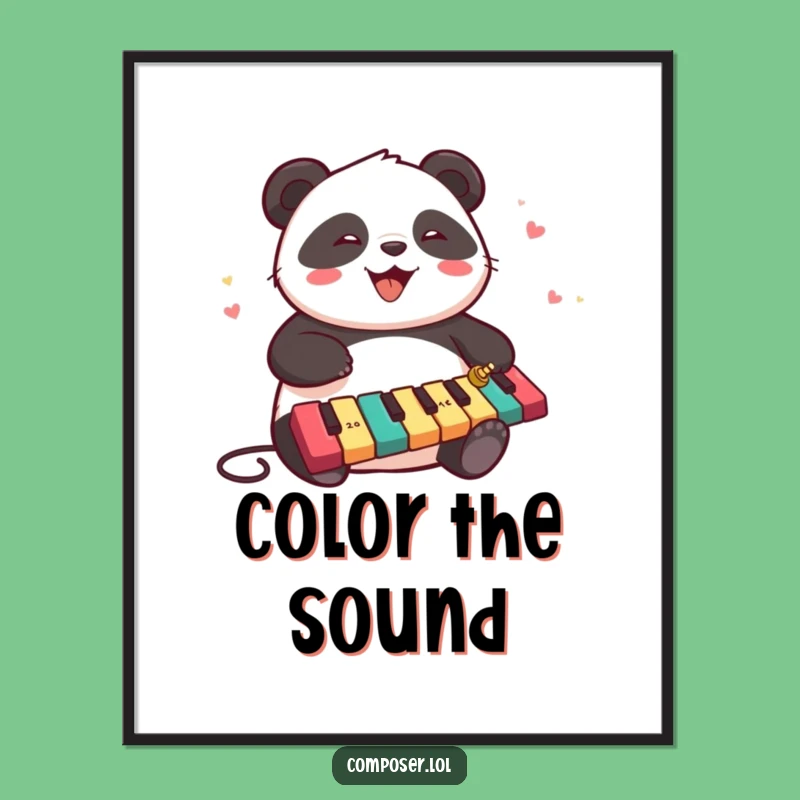Funny Panda Xylophone Digital Art - Instant Joyful Wall Decor