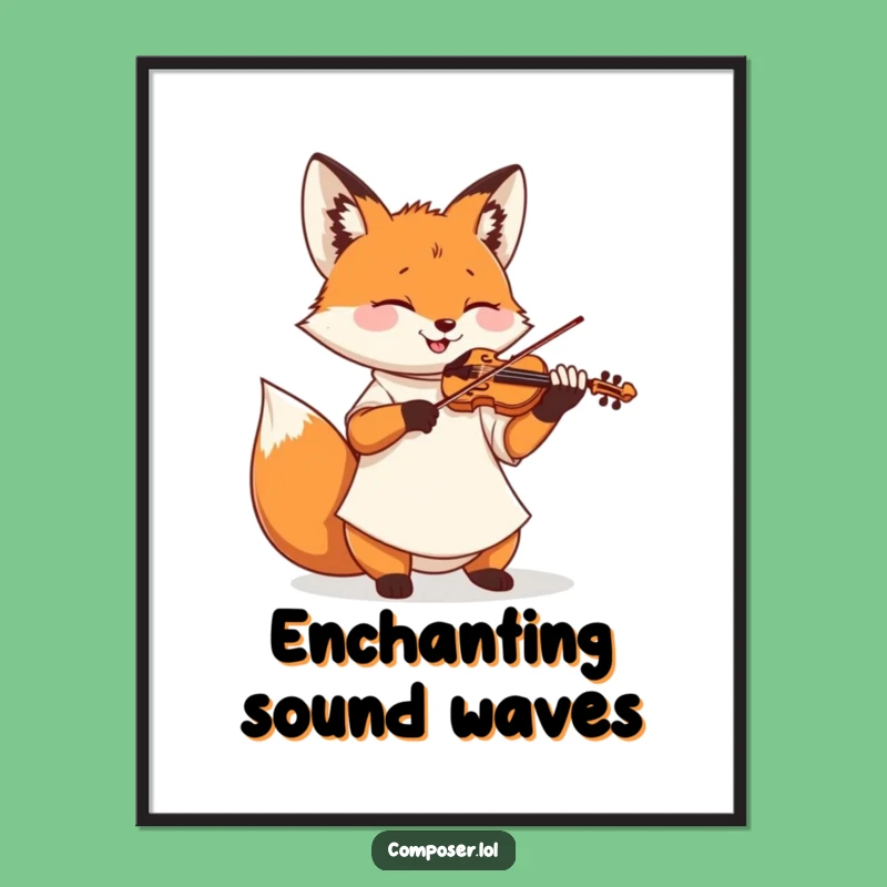 Funny Fox Violinist Digital Art: Printable Maestro's Melody for Your Walls