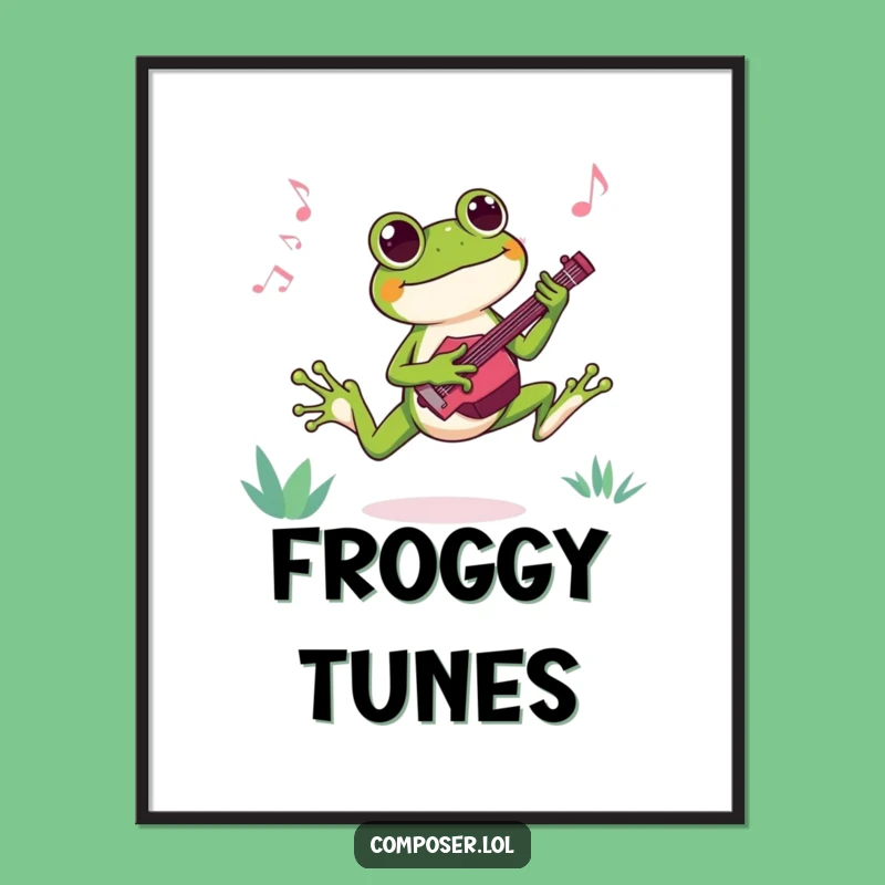 Funny Frog Composer Digital Art: Instant Joyful Decor for Music Fans