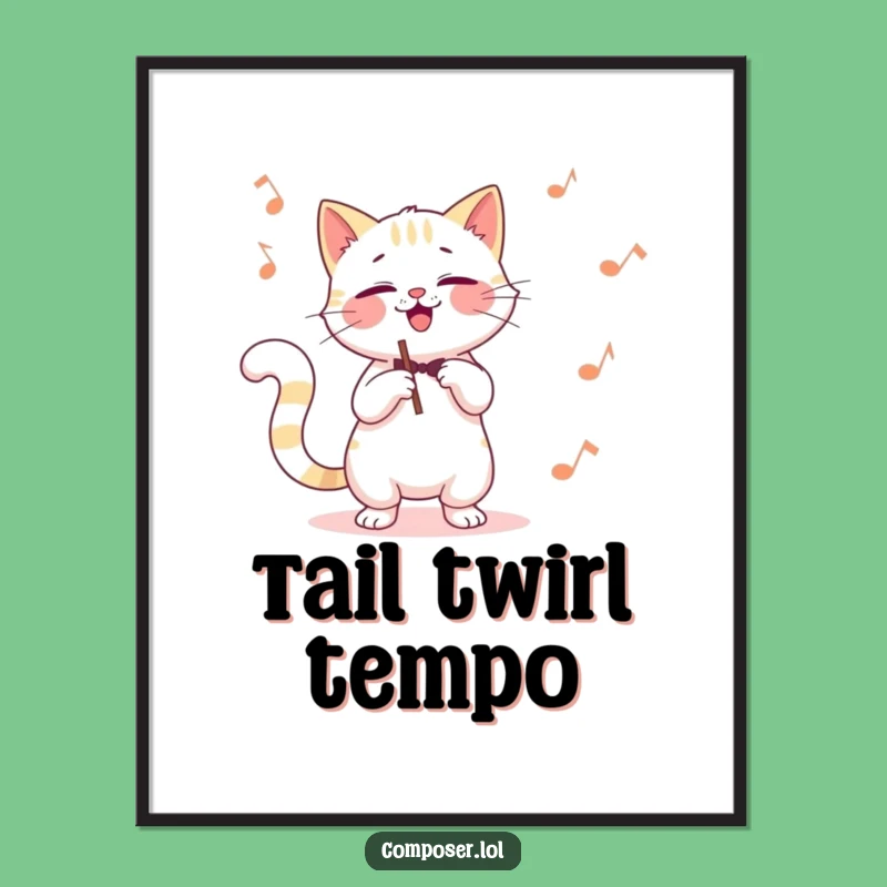 Funny Cat Composer Digital Art Print: Instant Feline Conducting Charm