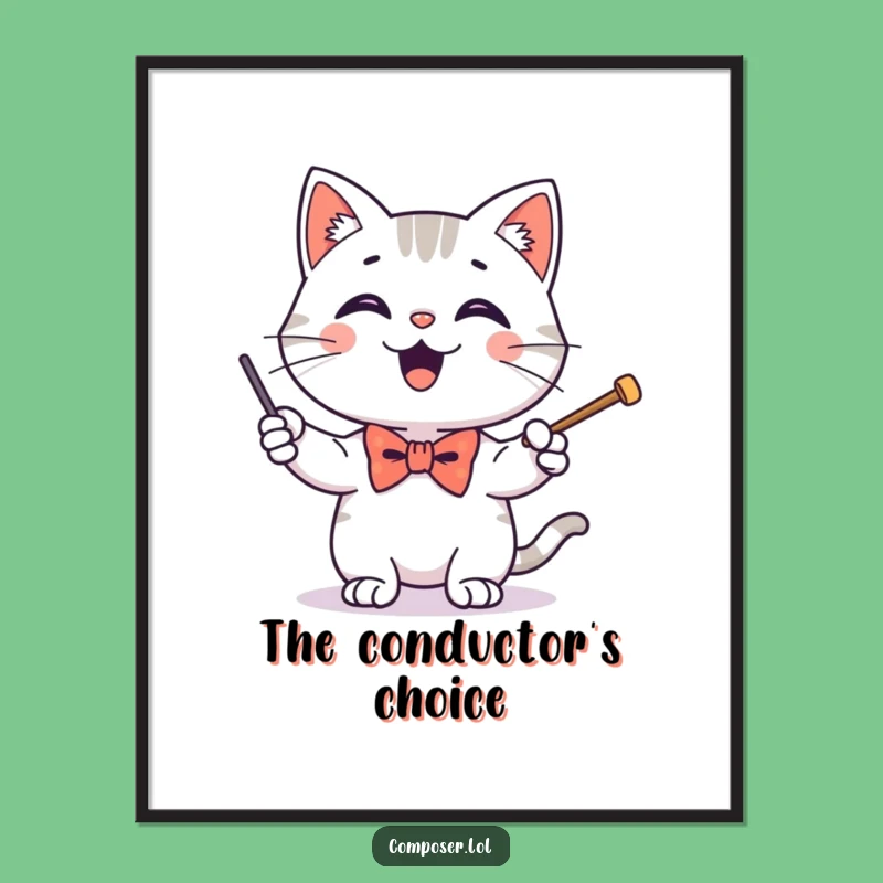 Funny Conducting Cat Baton Digital Art - Instant Stylish Decor and Gift