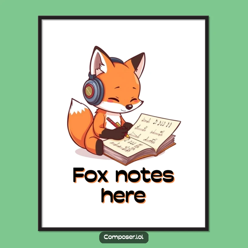 Funny Fox Composer Digital Art Print: Instant Creative Musical Decor