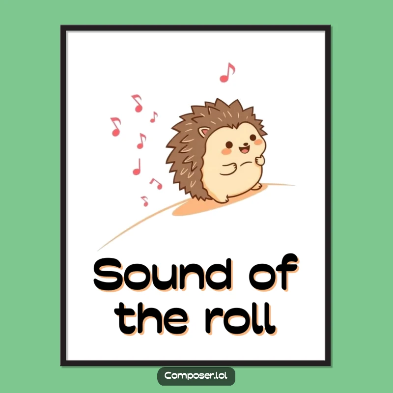 Funny Hedgehog Digital Art - Instant Musical Joyful Wall Decor Download