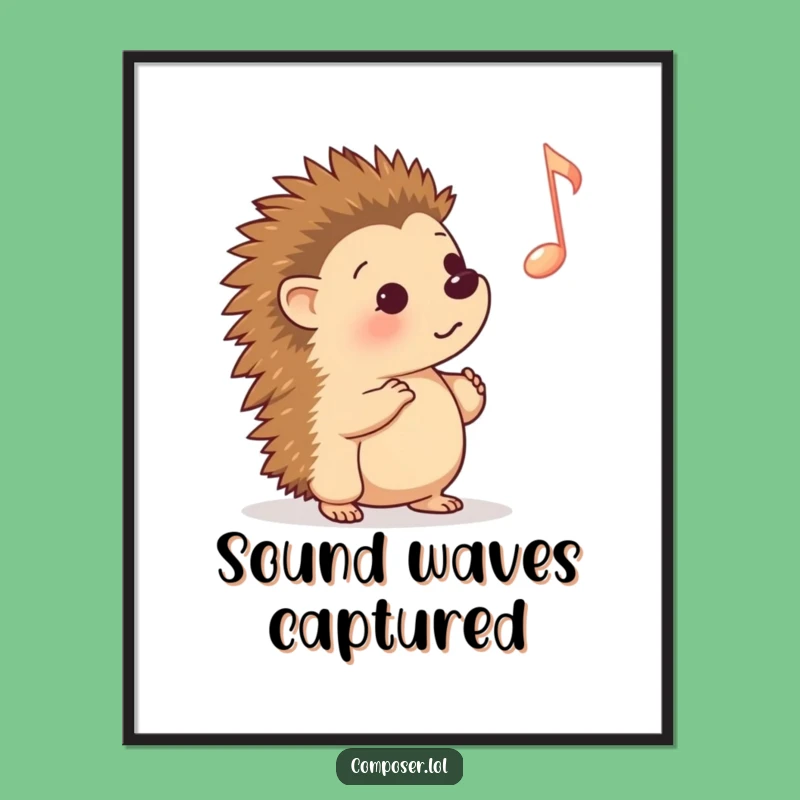 Funny Hedgehog Music Note Digital Art: Instant Download for Music Lovers