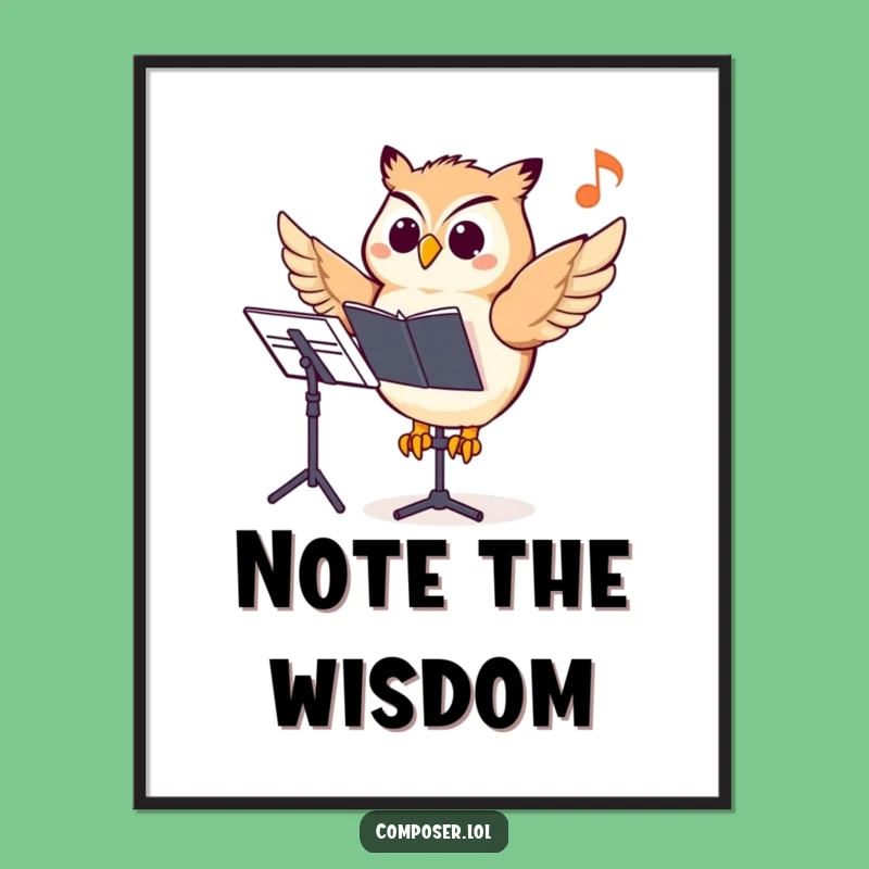 Funny Owl Composer Digital Art Print: Instant Wise Musical Decor