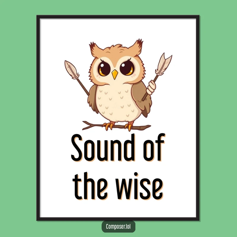 Funny Owl Conductor Digital Print: Instant Whimsy for Your Walls