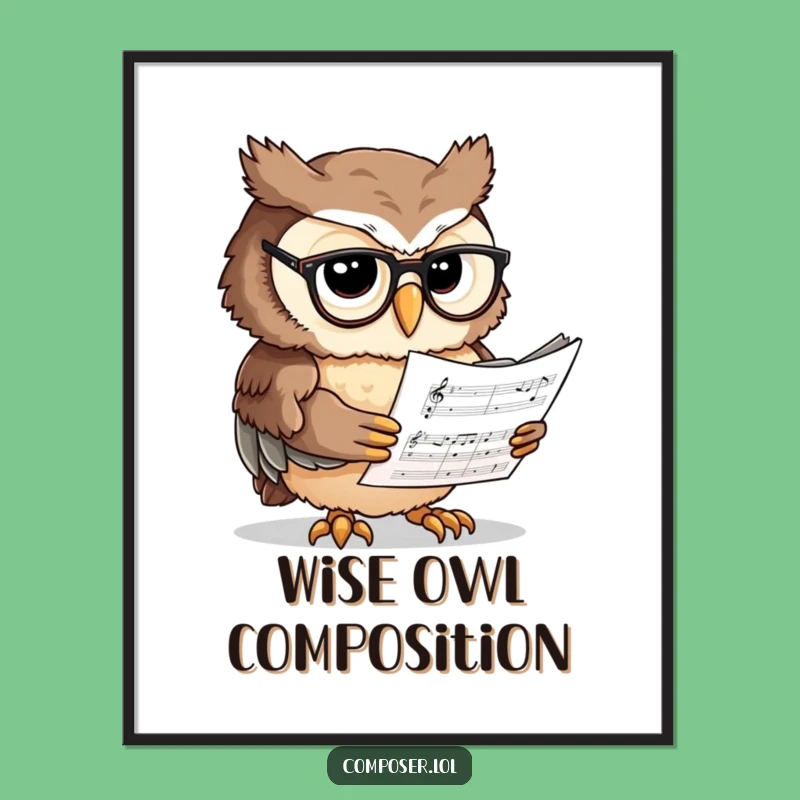 Funny Owl Scholar Digital Art - Instant Wise Music Print