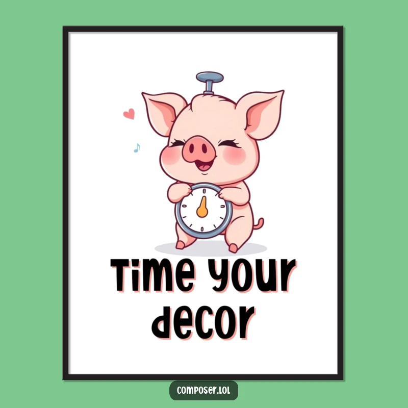 Funny Piglet Metronome Digital Art Print: Humorous Music Decor Gift Idea