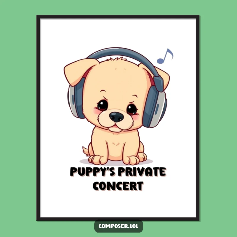 Funny Puppy Headphones Digital Art - Instant Cool Music Decor Download