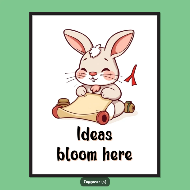 Funny Rabbit Composer Art: Determined Writer Digital Download, Instant Funny Gift!
