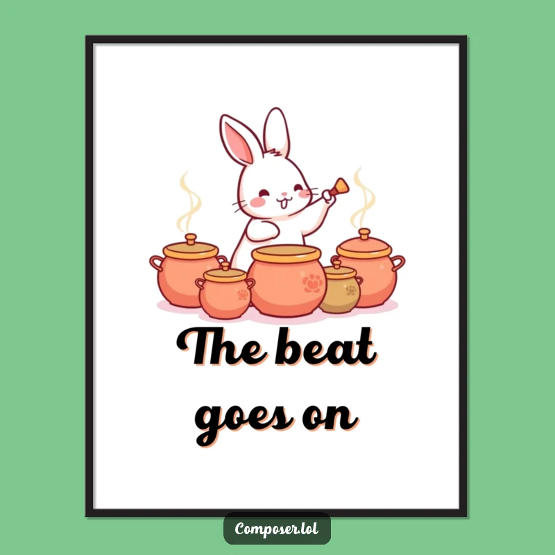 Funny Rabbit Drummer Digital Art Print: Instant Percussion Art for Your Walls