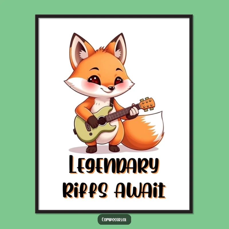Funny Fox Guitar Art: Mischievous Musician Digital Download, Instant Funny Gift!