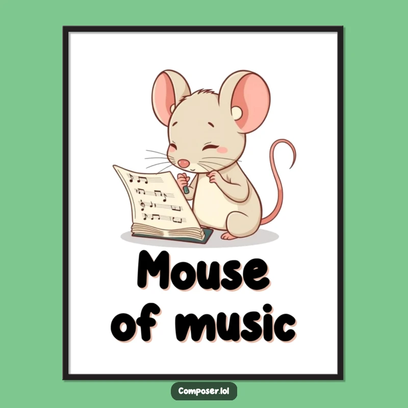 Funny Mouse Composer Digital Art: Instant Intellectual Decor for Music Lovers
