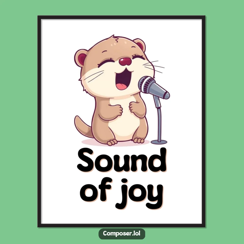Funny Otter Singing Digital Art - Instant Rockstar Wall Decor