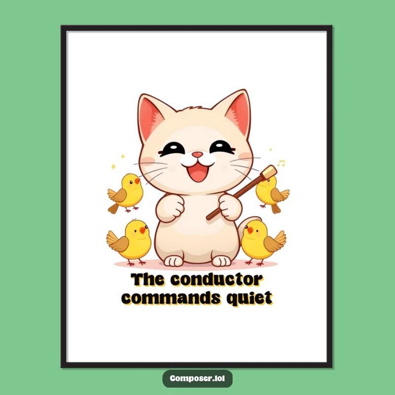 Funny Cat Conductor Digital Art Print: Instant Maestro Cat Symphony Decor
