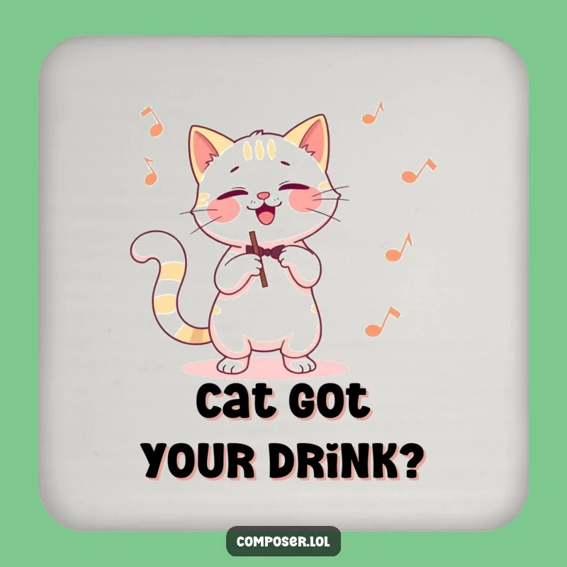 Funny Cat Composer Drink Coasters: Protect Surfaces with Feline Grace