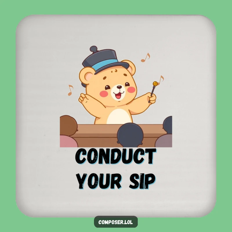 Funny Conducting Bear Cub Coaster: Protect Surfaces with Harmony