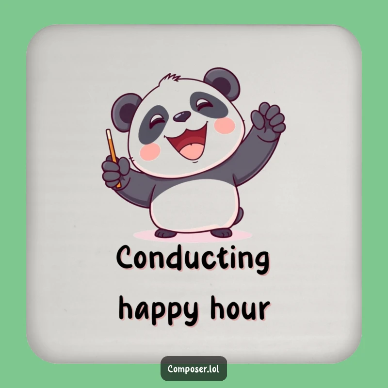 Funny Panda Conductor Coaster Set - Protect Surfaces with Maestro Panda