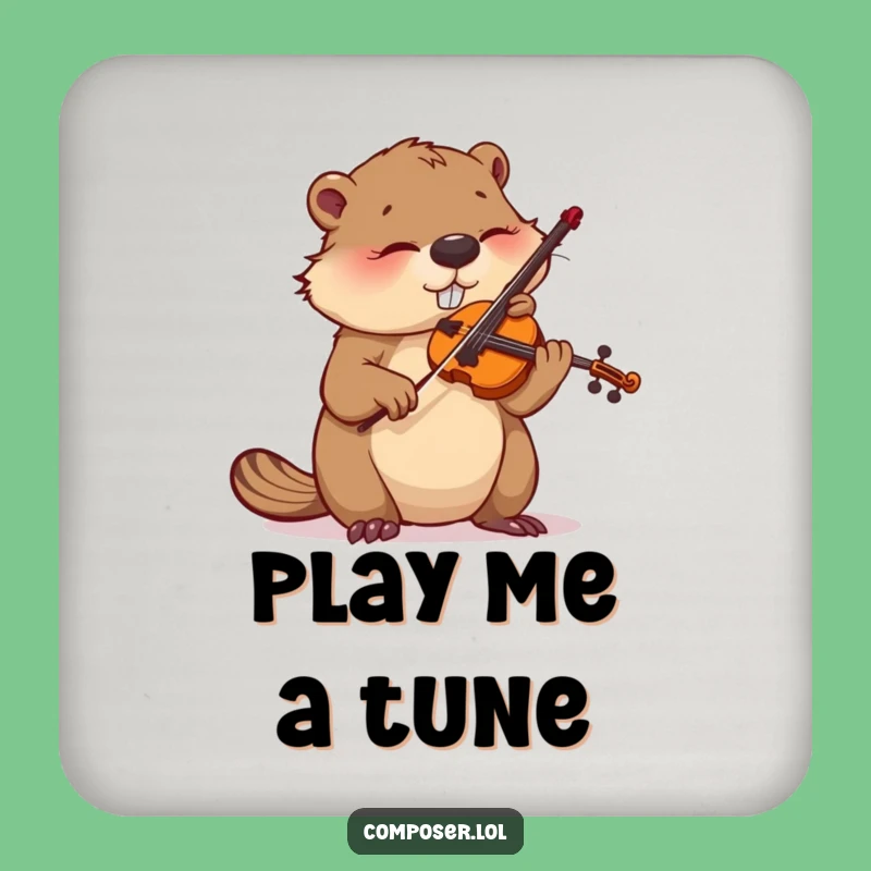 Funny Beaver Violinist Coaster: Protect Surfaces with Focused Musical Art!