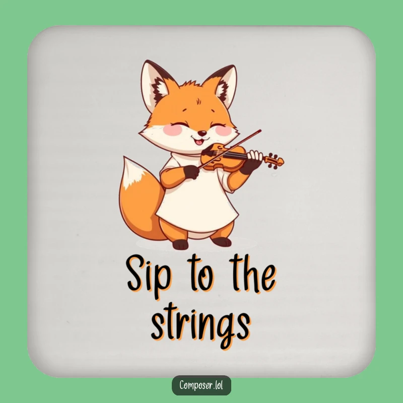 Funny Fox Violinist Coaster: Protect Surfaces with Musical Artistry