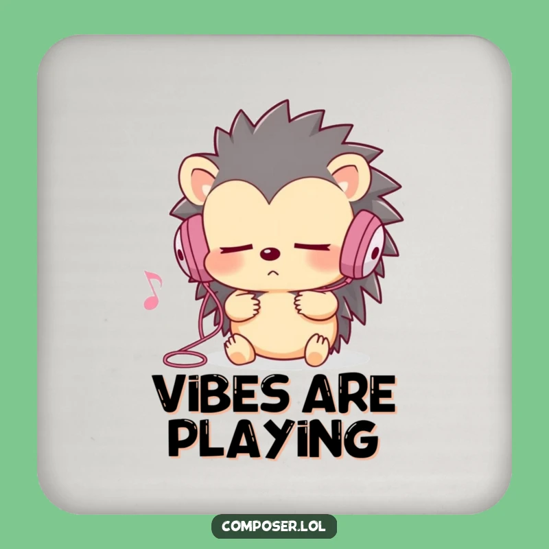 Funny Hedgehog Drink Coaster: Music Enthusiast Table Protector, Unique Gift for Him