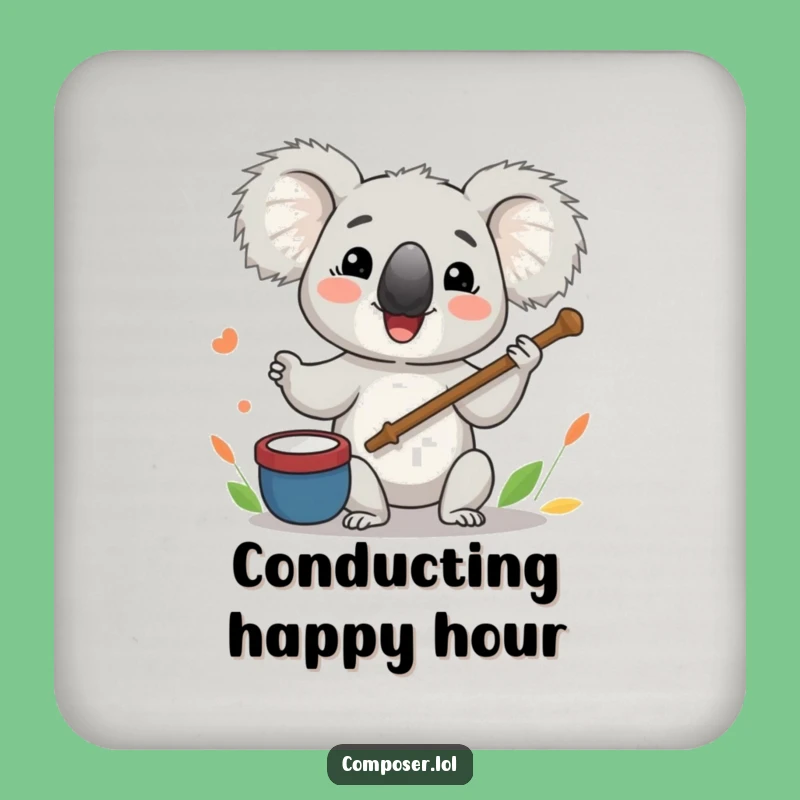 Funny Koala Orchestra Coaster Set: Hilarious Maestro Music Protection Gift