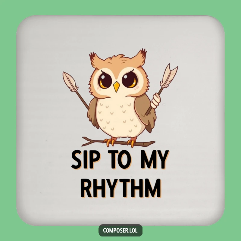 Funny Owl Music Maestro Coaster: Protect Surfaces with Humorous Art
