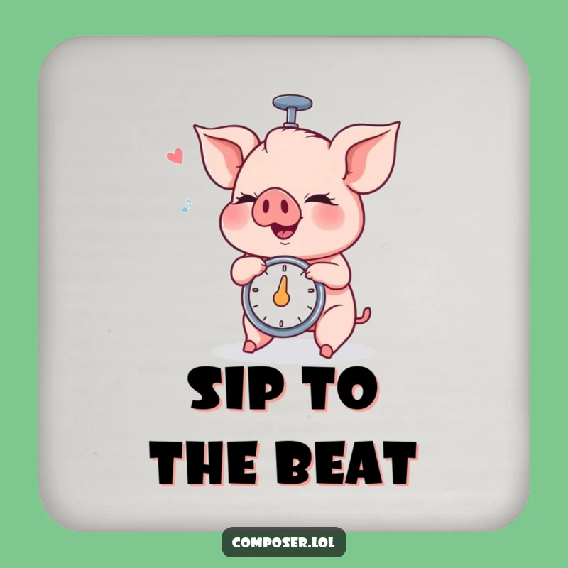 Funny Piglet Metronome Drink Coaster: Humorous Gift for Table Protection