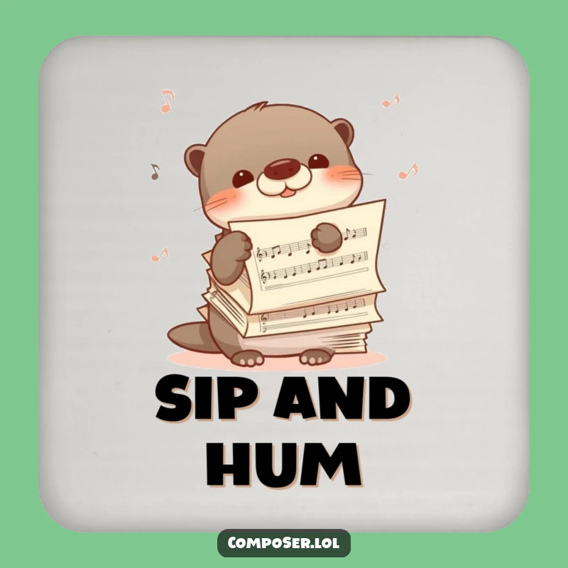 Funny Shy Otter Music Coaster - Protect Surfaces with Gentle Charm