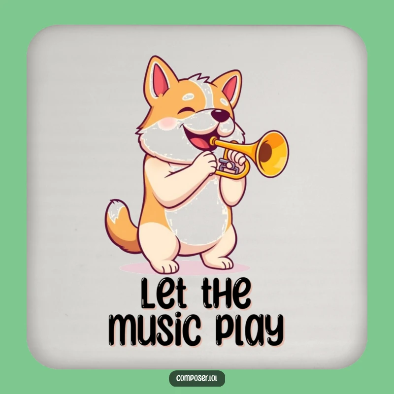 Funny Trumpet Dog Music Coaster: Proud Canine's Drink Protector, Gift