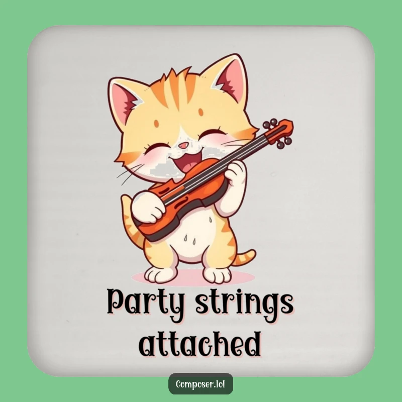 Funny Kitten Violinist Coaster - Musical Charm for Your Table