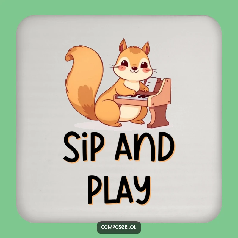 Funny Squirrel Pianist Coaster: Protect Surfaces with Tiny Tunes, Fun Funny Gift