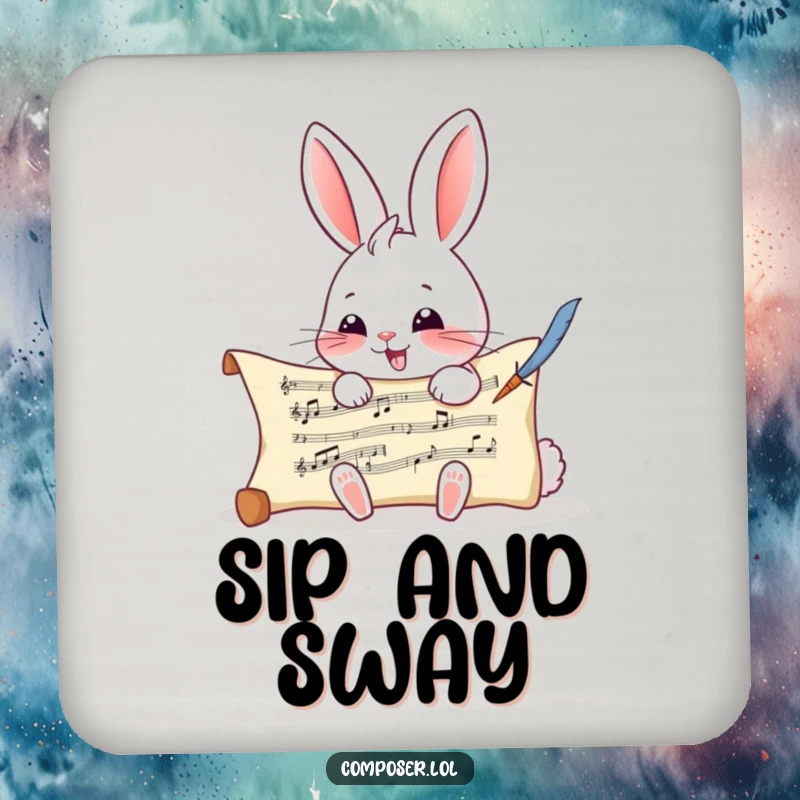 Funny Rabbit Composer Coasters - A musical rabbit protecting surfaces with charm and humor.