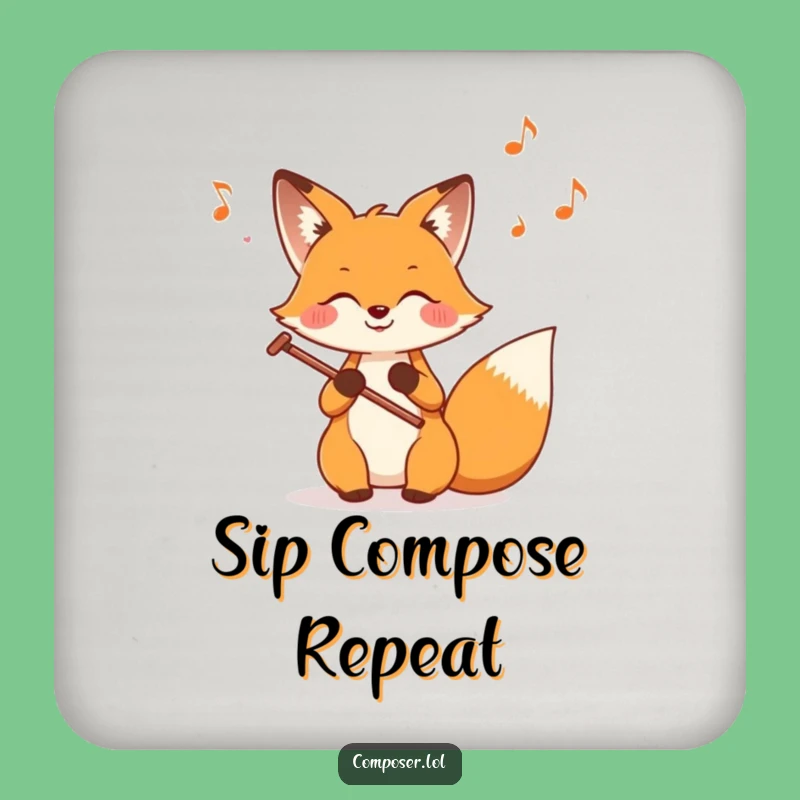 Funny Fox Composer Drink Coaster: Add Musical Flair to Your Table