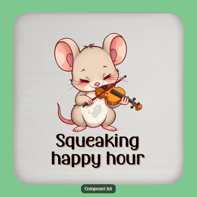 Funny Mouse Violinist Coaster Set: Hilarious Maestro Protection Gift