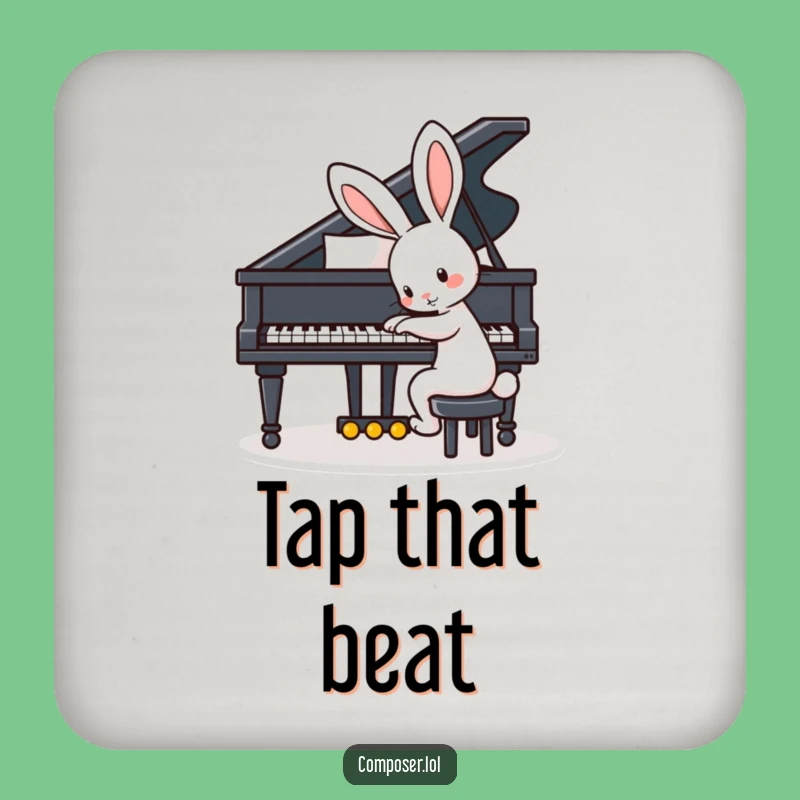 Funny Playful Rabbit Piano Drink Coaster - Protect Surfaces with Hilarious Style