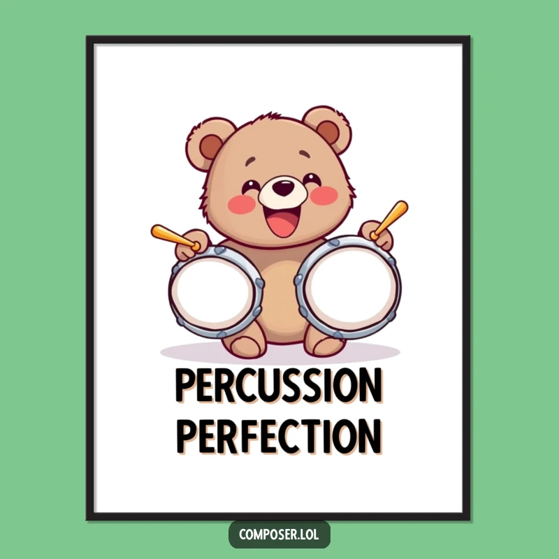 Funny Bear Cub Cymbals Poster: Decorate Your Walls with Joyful Noise