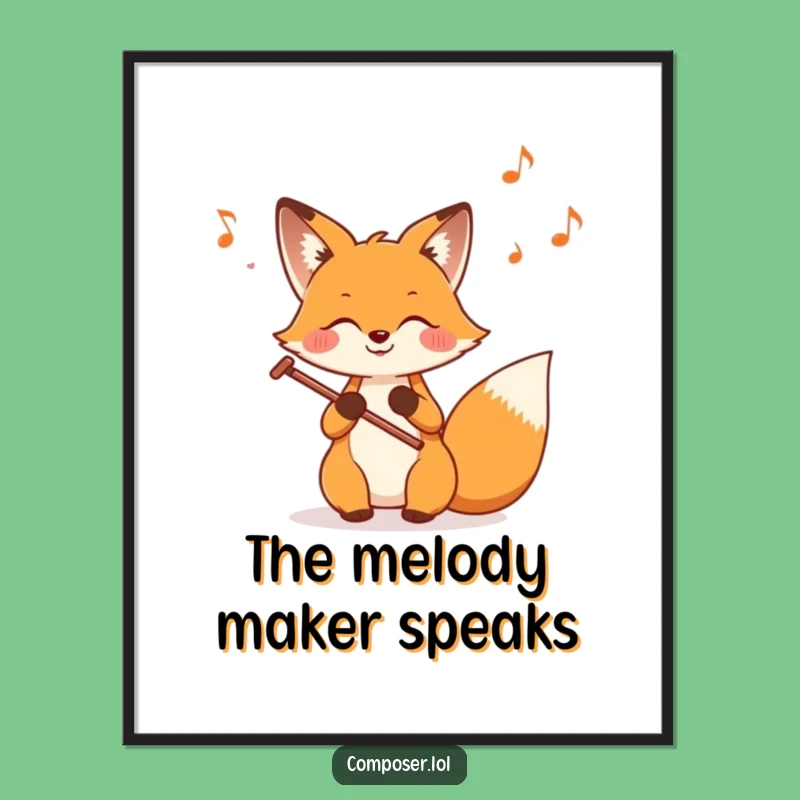 Funny Fox Composer Poster: Whimsical Fox Music Art Print for Your Walls