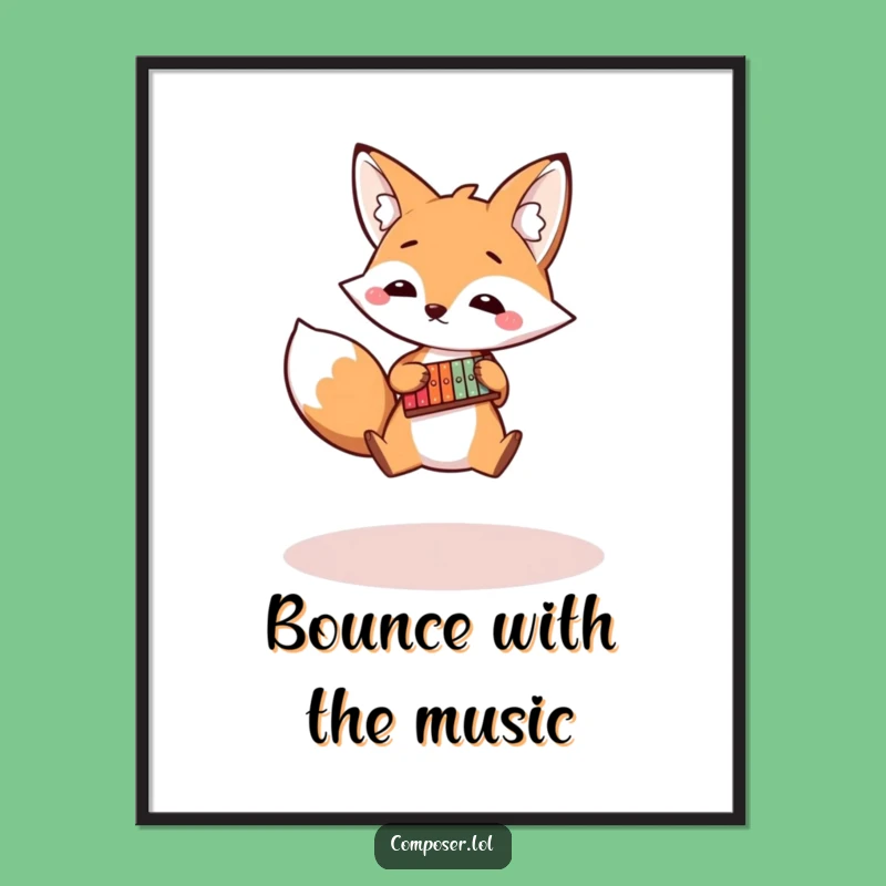 Funny Fox Xylophone Poster: Energetic Wall Art for a Lively Space
