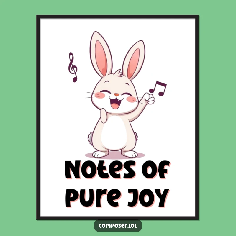 Funny Giggling Rabbit Composition Art Poster - Musical Humor Decor
