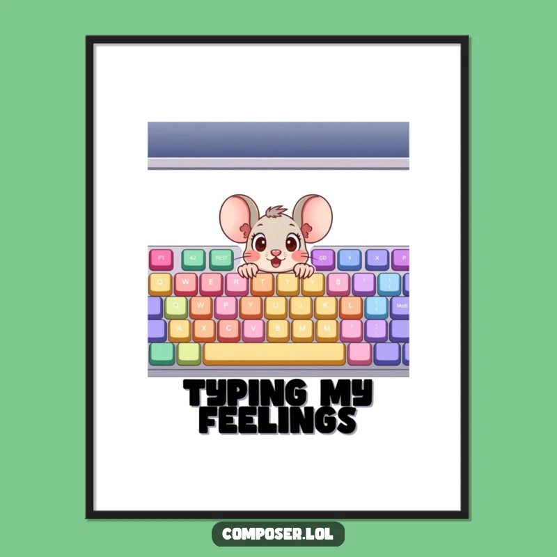 Funny Mouse Keyboard Poster: Whimsical Music Art for Your Walls