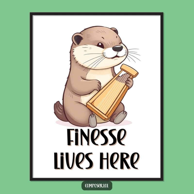 Funny Otter Harpist Poster: Delicate Finesse Wall Art