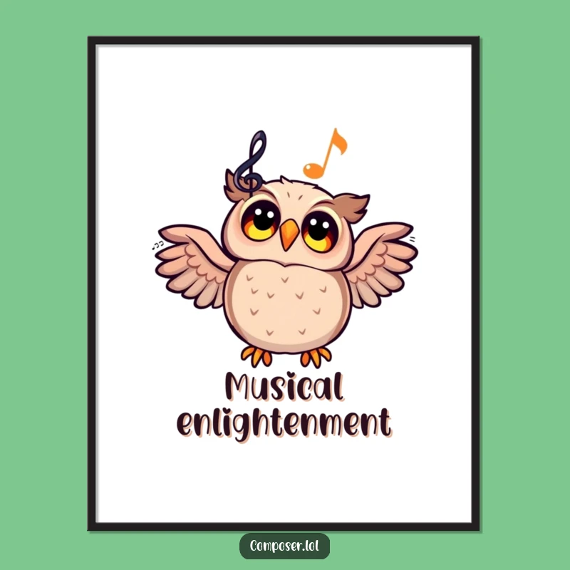 Funny Owl Musical Inspiration Poster - Enchanting Wall Art