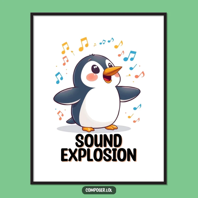 Funny Penguin Symphony Poster: Wall Art for the Easily Startled
