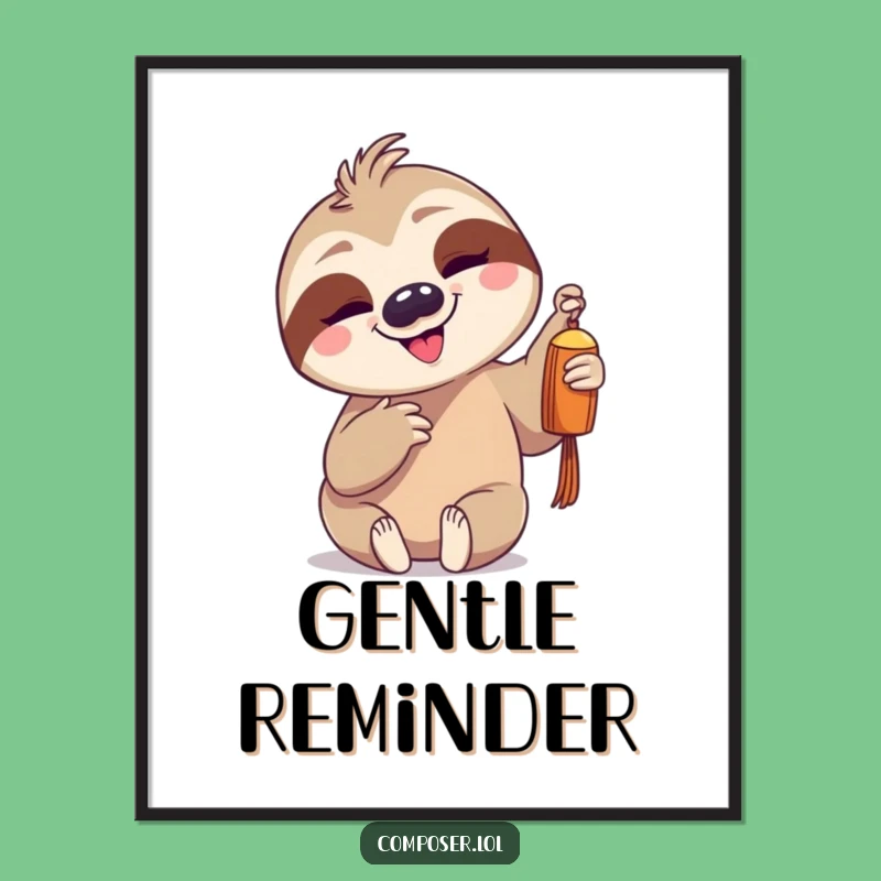 Funny Sloth Chime Poster - Serene Wall Art for Peaceful Spaces