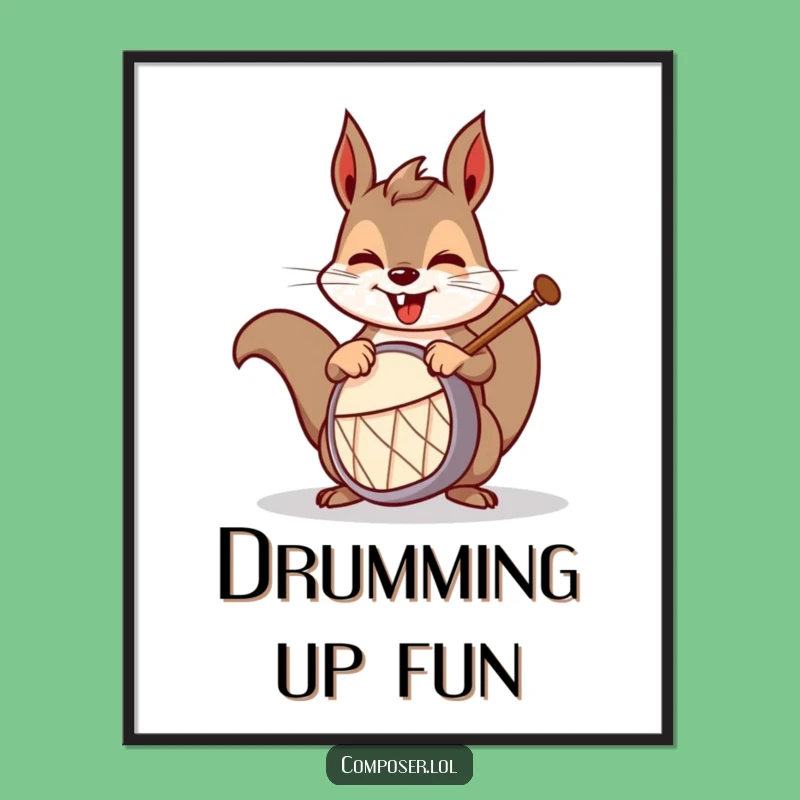 Funny Squirrel Drummer Poster: Hilarious Wall Art for Music Lovers