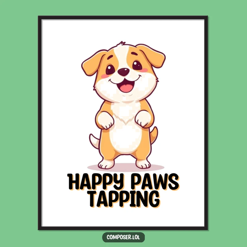 Funny Dog Rhythm Poster: Happy Dancer Art, Unheard Tune Wall Decor