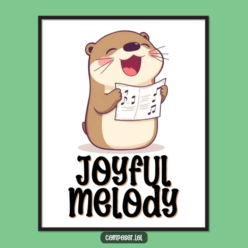 Funny Otter Singer Poster: Wall Art for the Joyful Music Enthusiast