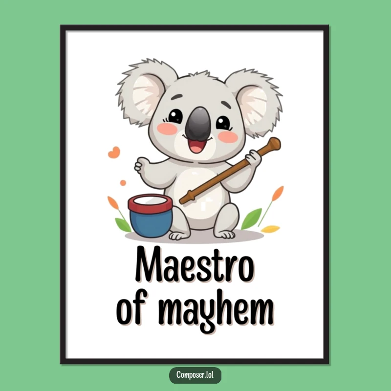 Funny Koala Maestro Poster: Hilarious Orchestra Conductor Art Print, a Perfect Gift